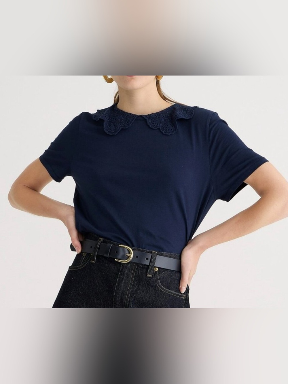 J.Crew Lace-Collar Short-Sleeve T-shirt
